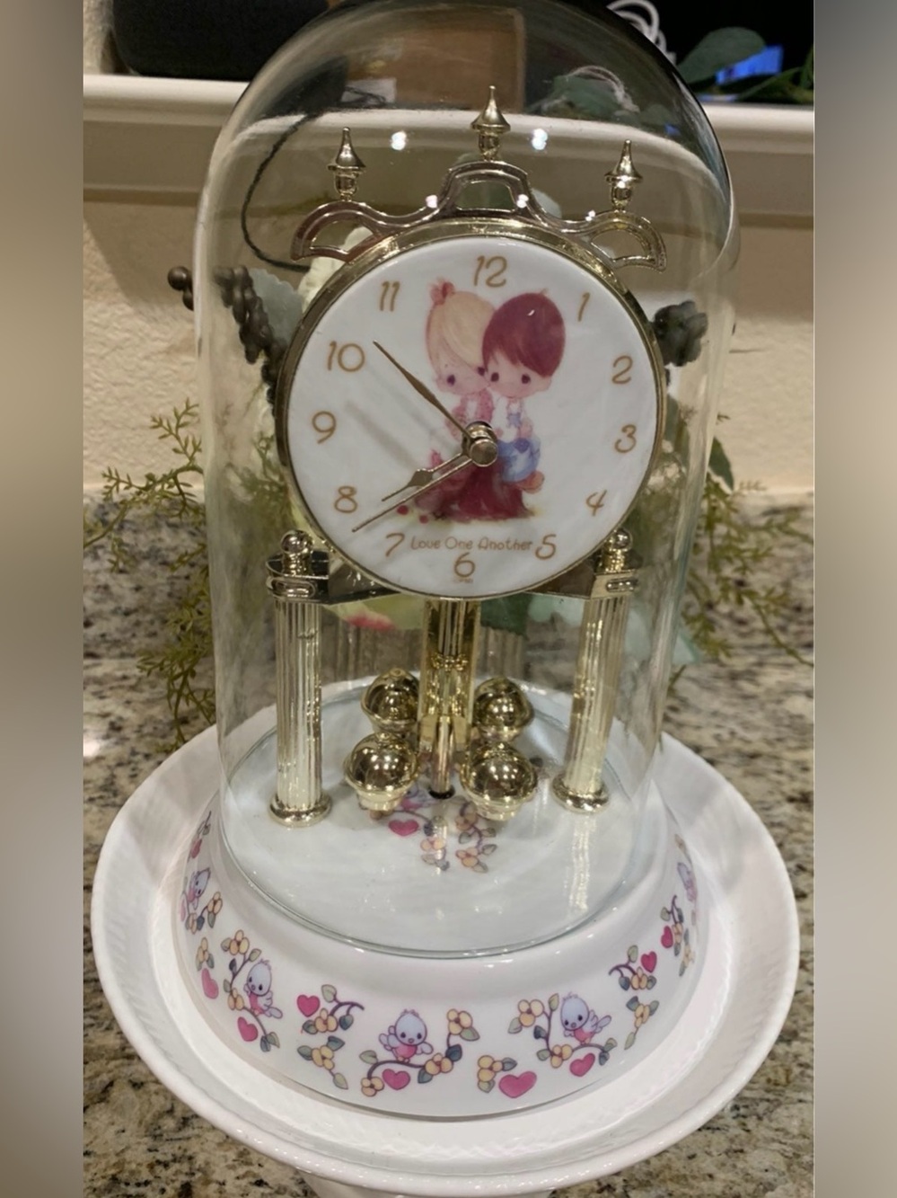 Precious Moments Gold Anniversary Dome Clock - White & Gold